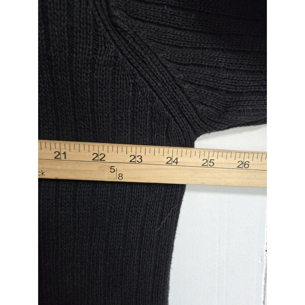J Crew Sweater Mens L Black Ribbed Knit Cotton Fisherman Oarsman Crewneck